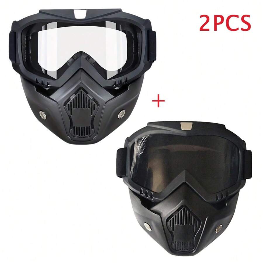 Motorcycle Mask Moto Goggle Outdoor Sport Glasses Mask Detachable Motorbike Mask Goggle Mouth Filter Adjustable Non-Slip Motocross Goggles Outdoor Motorcycle Accessories Riding Fog-Proof Mask Summer Gifts