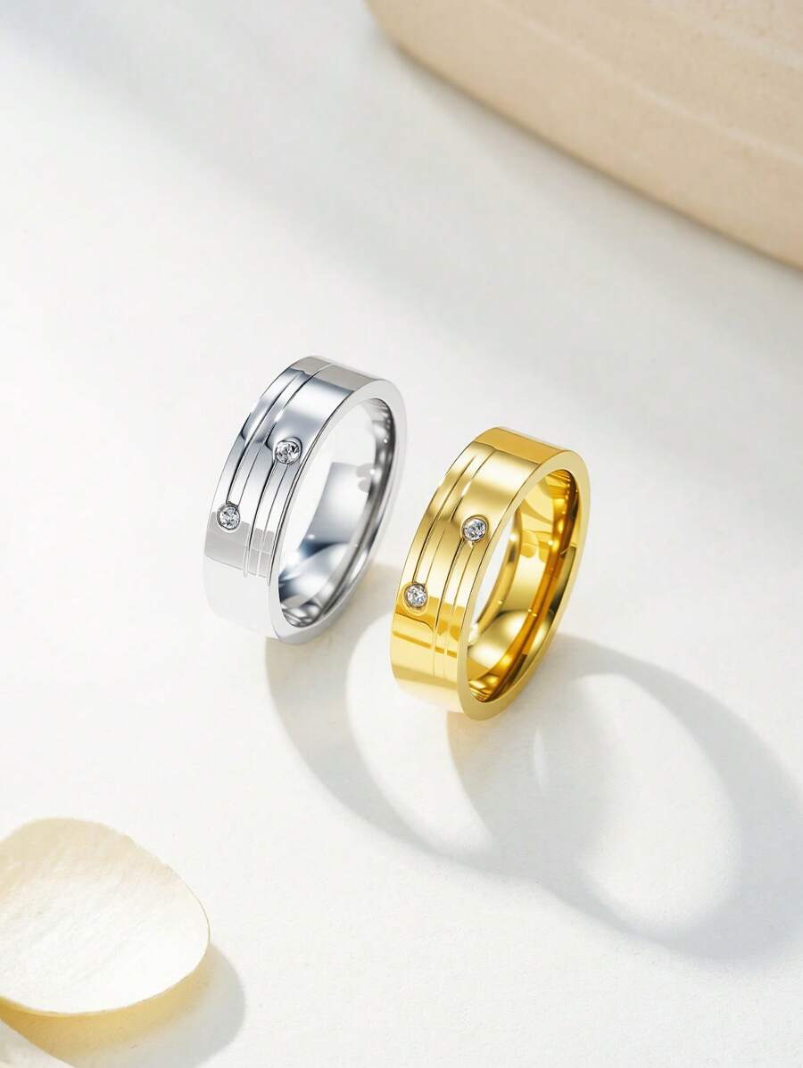 Anel unissex clássico, moderno e minimalista com strass, adequado para ocasiões formais, deslocamento diário, uso ao ar livre