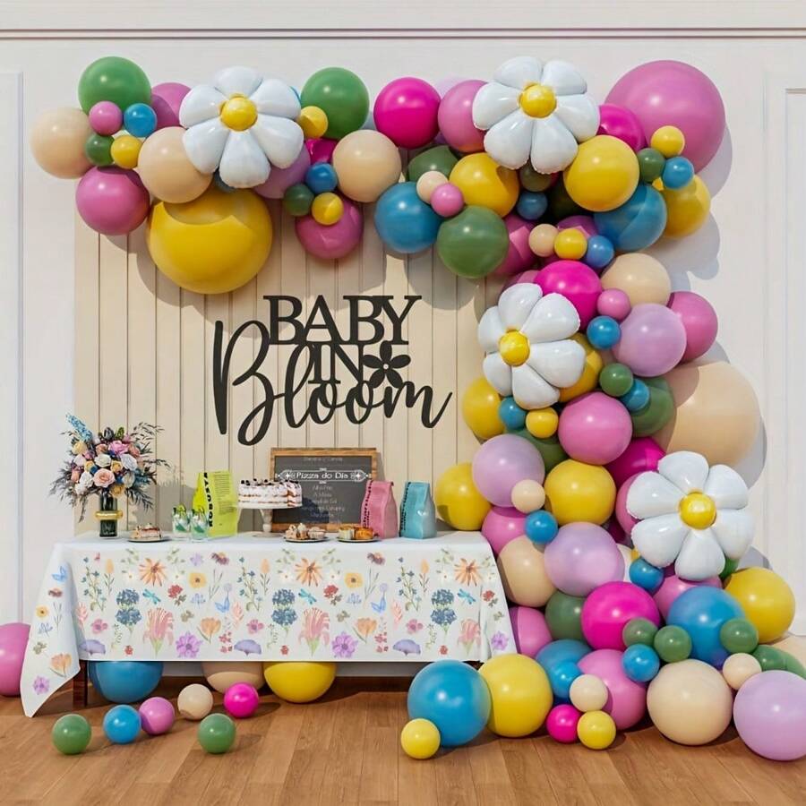 116pcs Balloon Arch Floral Decor Set, Spring Small Wildflower Bridal Shower Garden Daisy Party Decorations, Suitable For Birthday, Spring/Summer Gathering Decoration