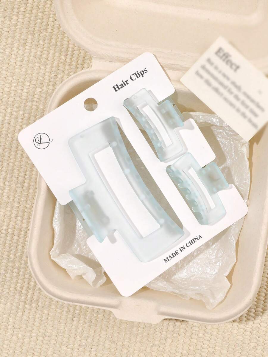 3 Stücke Set Kartenetui, frühlings-/sommerlicher, boho-süßer matter hellblauer quadratischer Haarclip, einfaches Strand-Haaraccessoire