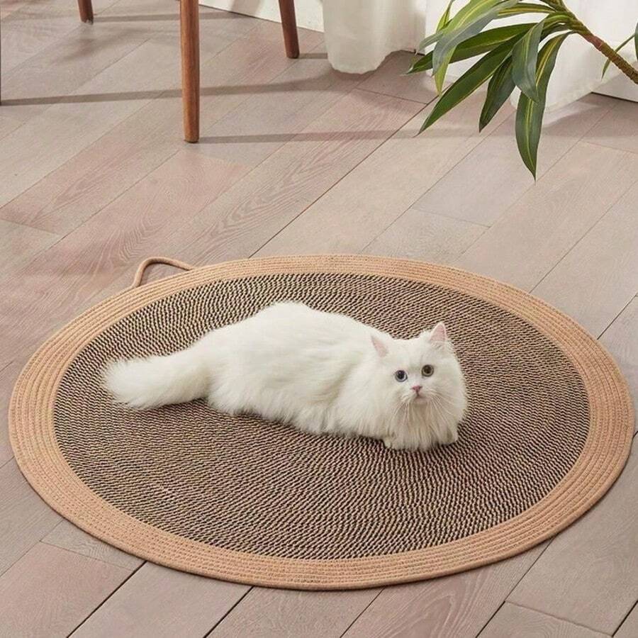 1pc Anti-Shedding Cotton Rope Woven Cat Scratch Mat, For Cat Scratching And Lounging