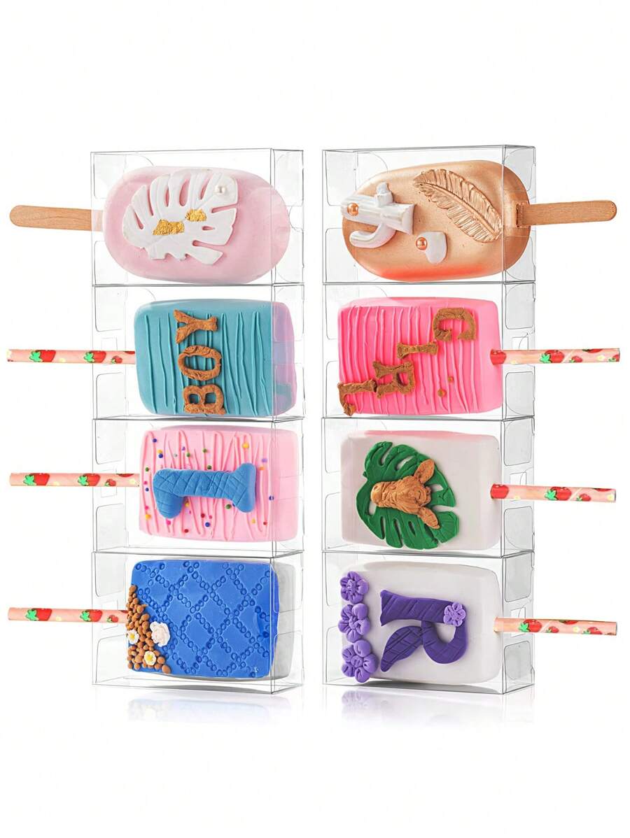 50PCS Transparent PET Rice Cake Gift Box With Holes, Cake Macaron Candy Gift Box, Graduation Gift Box, Ice Cream Packaging Box, Suitable For Birthday And Wedding Party Packaging, Baby Shower Supplies Summer Gifts Beach Back To School School Supplies Room Decor