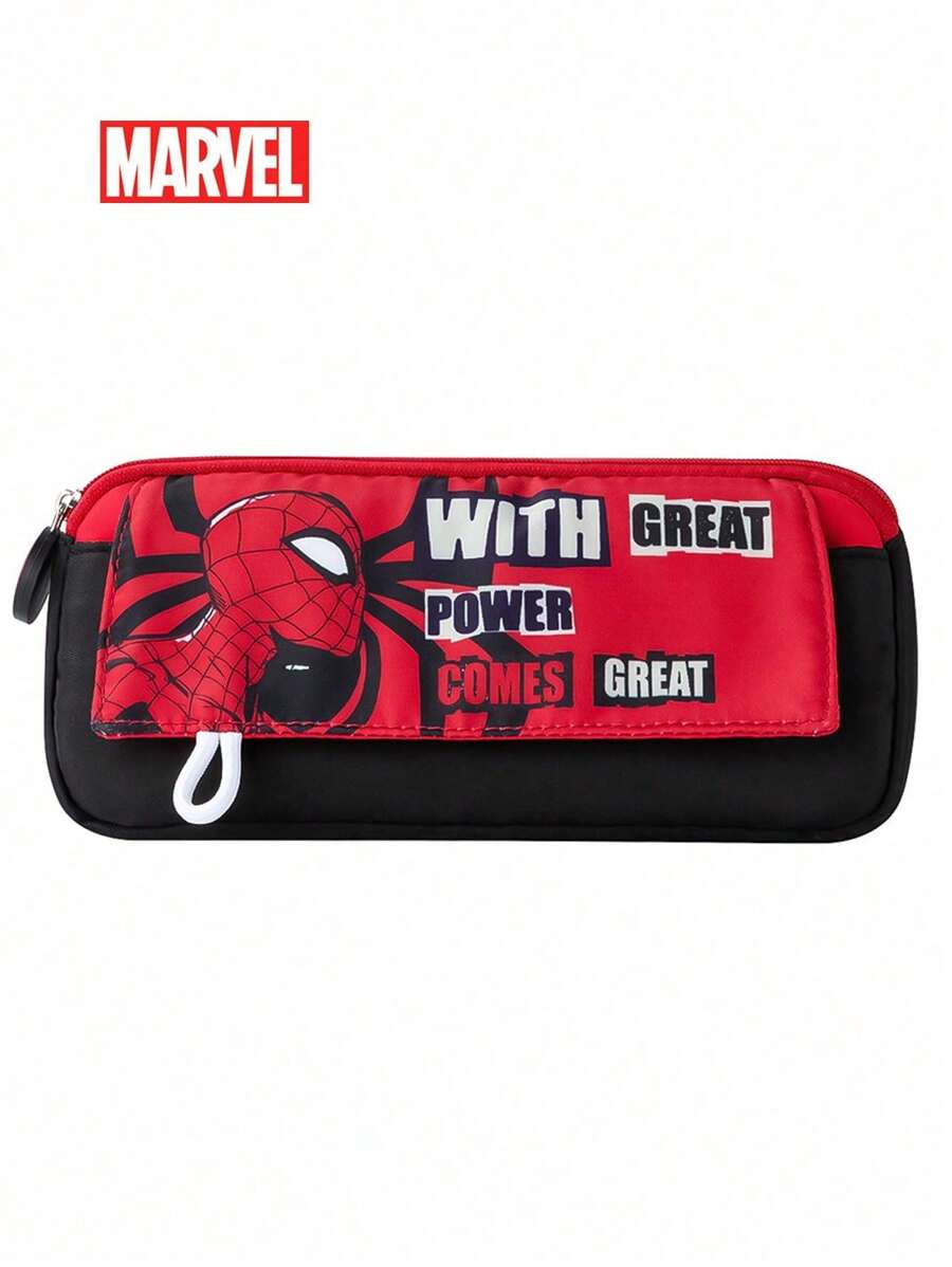 Marvel 1 Pieza Estuche de lápices de gran capacidad con cremallera, inspirado oficialmente en el personaje de dibujos animados de Marvel Spiderman, de color rojo, con diseño atractivo y de gran capacidad para lápices, gomas de borrar, reglas y otros útiles escolares. Un regalo ideal para amigos, familiares o de vuelta al colegio.