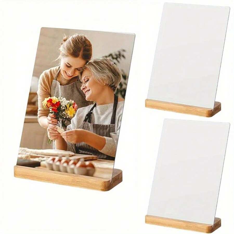 3 piezas Marco de fotos de metal en blanco de 5"x7"/ 6"x8", con base de madera, compatible con impresión por transferencia de calor, personalizable con fotos para regalo del Día de la Madre, decoración de boda, recuerdo familiar - Compatible con prensadora térmica - Marcos de fotos personalizables - Artículos esenciales hechos a mano - Exhibición conmemorativa de fotos - Regalo de decoración premium para el hogar