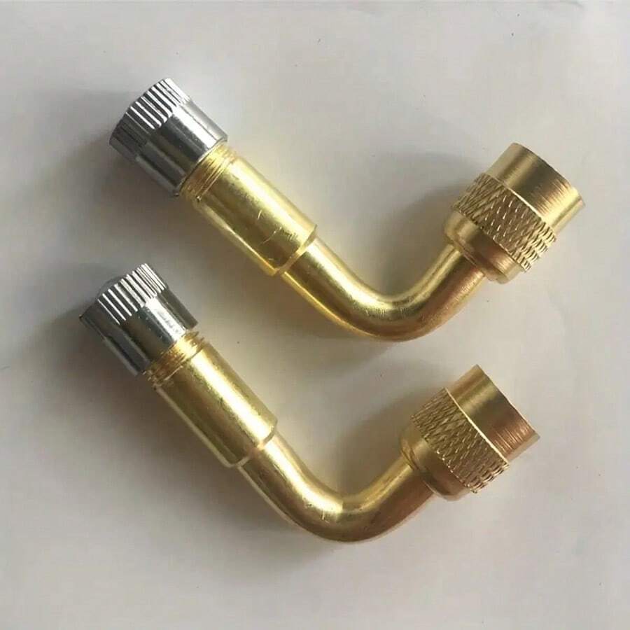 90 Degree Motorcycle Angled Valve Adapter, Copper & Silver Tire Valve Extension Adapter For Trucks, Cars, Motorcycles
