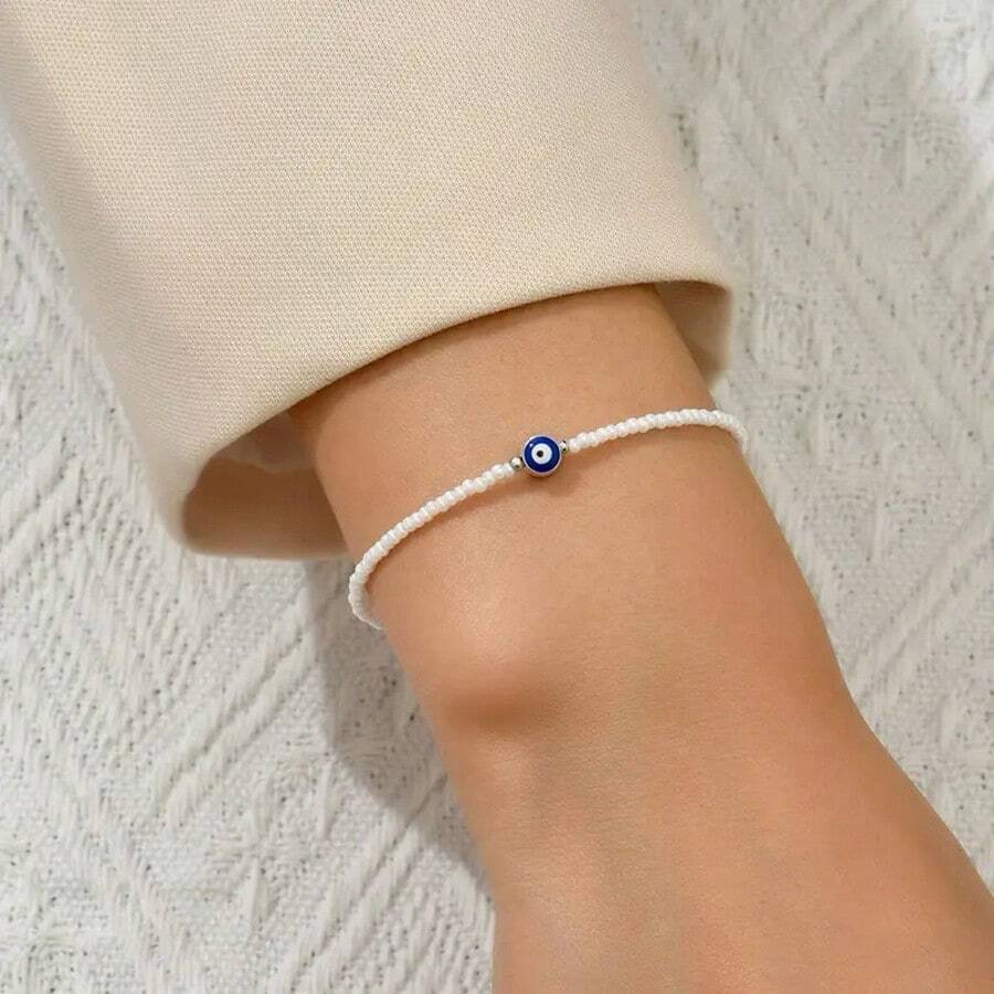 Personalized Evil Eye Bracelet, Creative Blue Eyes & Seed Bead String Bracelet, Popular Cross-Border E-Commerce Product