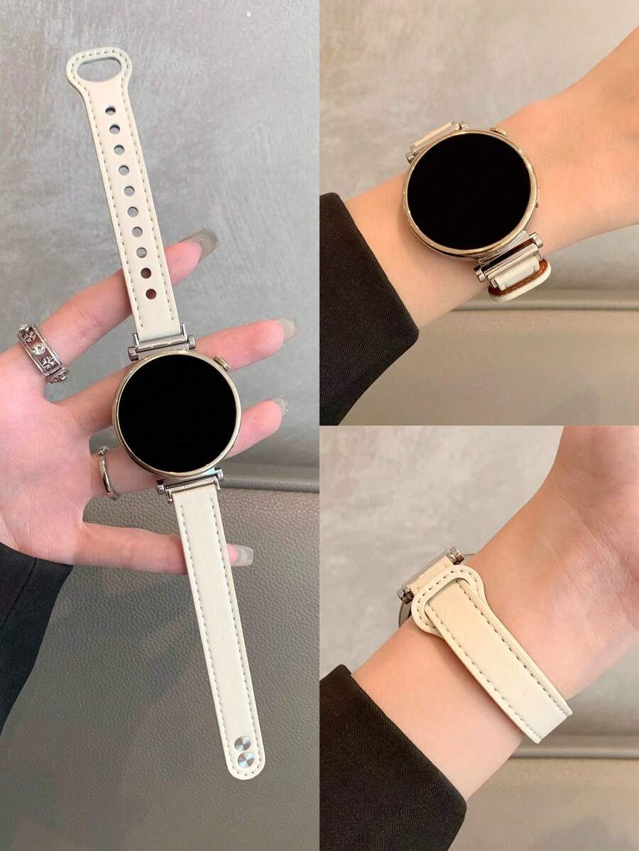 18mm 20mm 22mm Regular Leather Watch Band - Fashion Replacement Strap Compatible With Huawei, Galaxy Watch 6 5 4 40mm 44mm, Galaxy Watch 5 Pro, Galaxy Active 2, Watch 6 4, GT4 GT3 GT2 Pro, Unisex Design