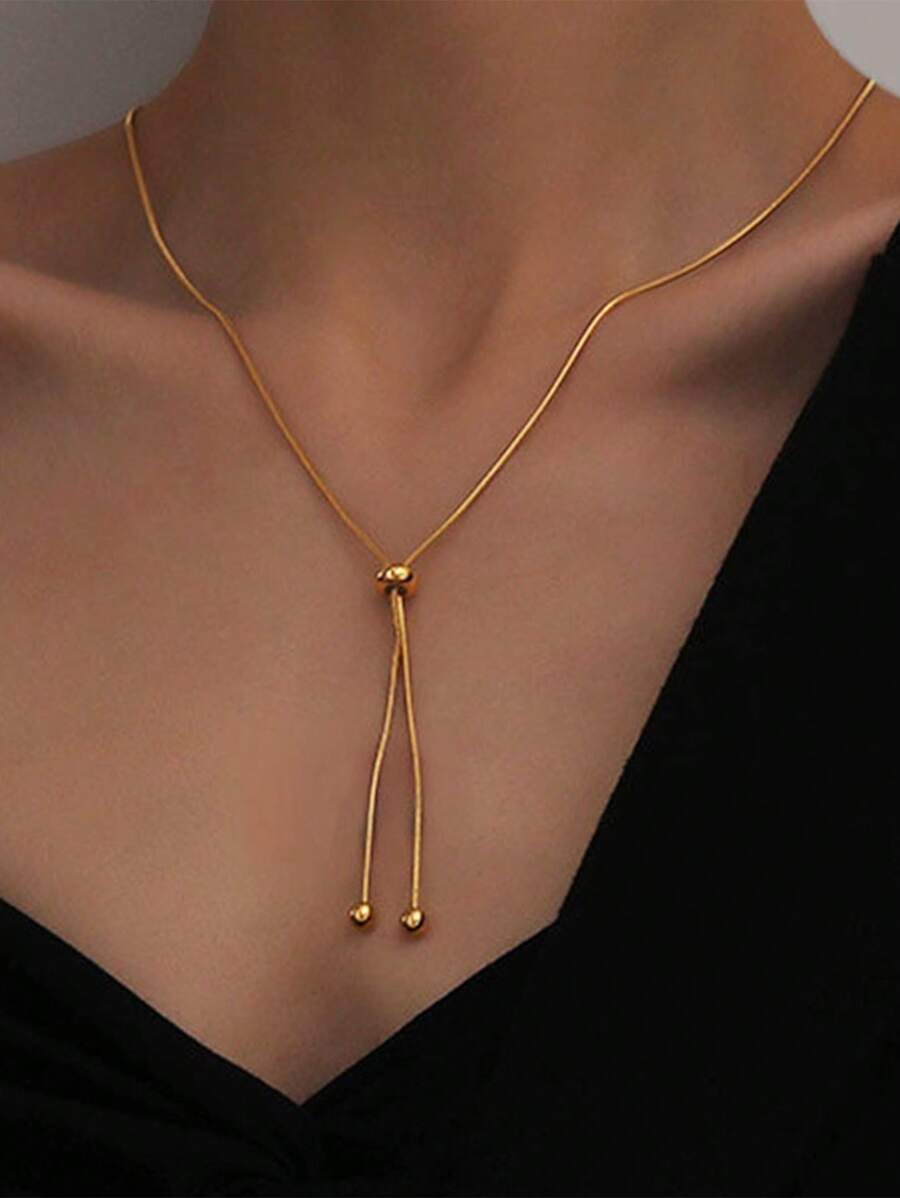 1 Peça Colar Feminino em Formato Y de Corrente Minimalista na Moda, Presente de Joia Colar de Clavícula para Uso Diário, Casual, Festa e Férias