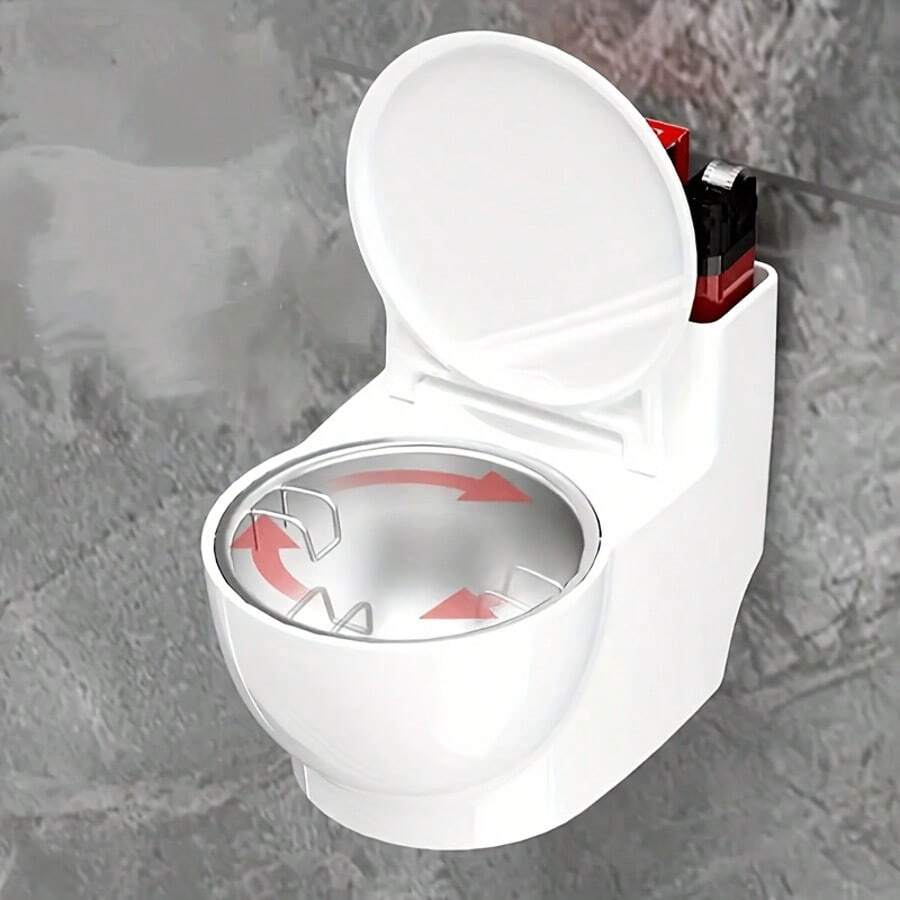 1pc Fashion Metal & Plastic Rectangular Wall Mounted Toilet Shaped Holder, Suitable For Home, Living Room, Bedroom, High-End, Electrical-Free