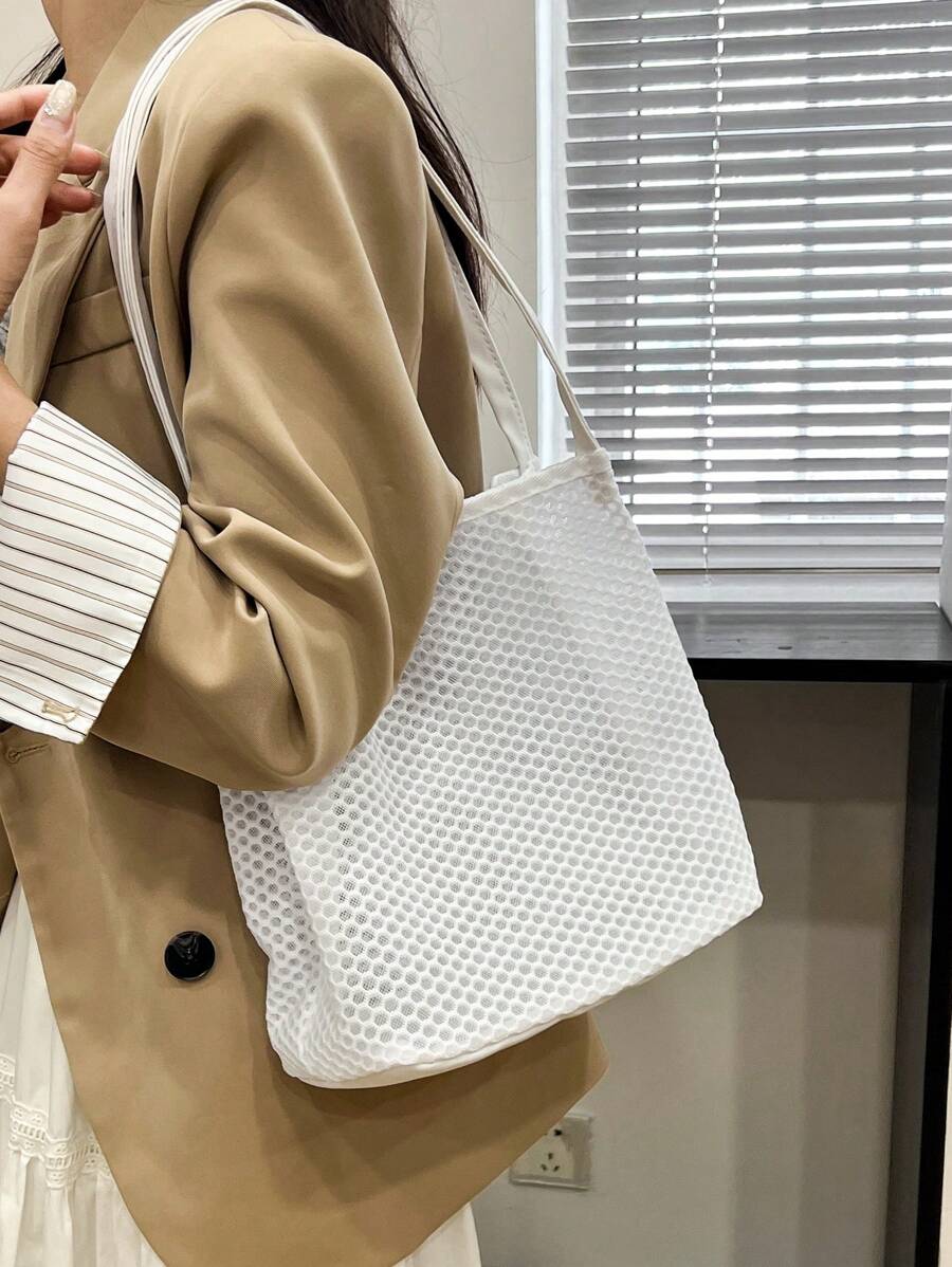 Summer Beach Bag, Hollow Mesh Beach Tote, Holiday Storage Bag, Net Shoulder Bag, Ladies Handbag