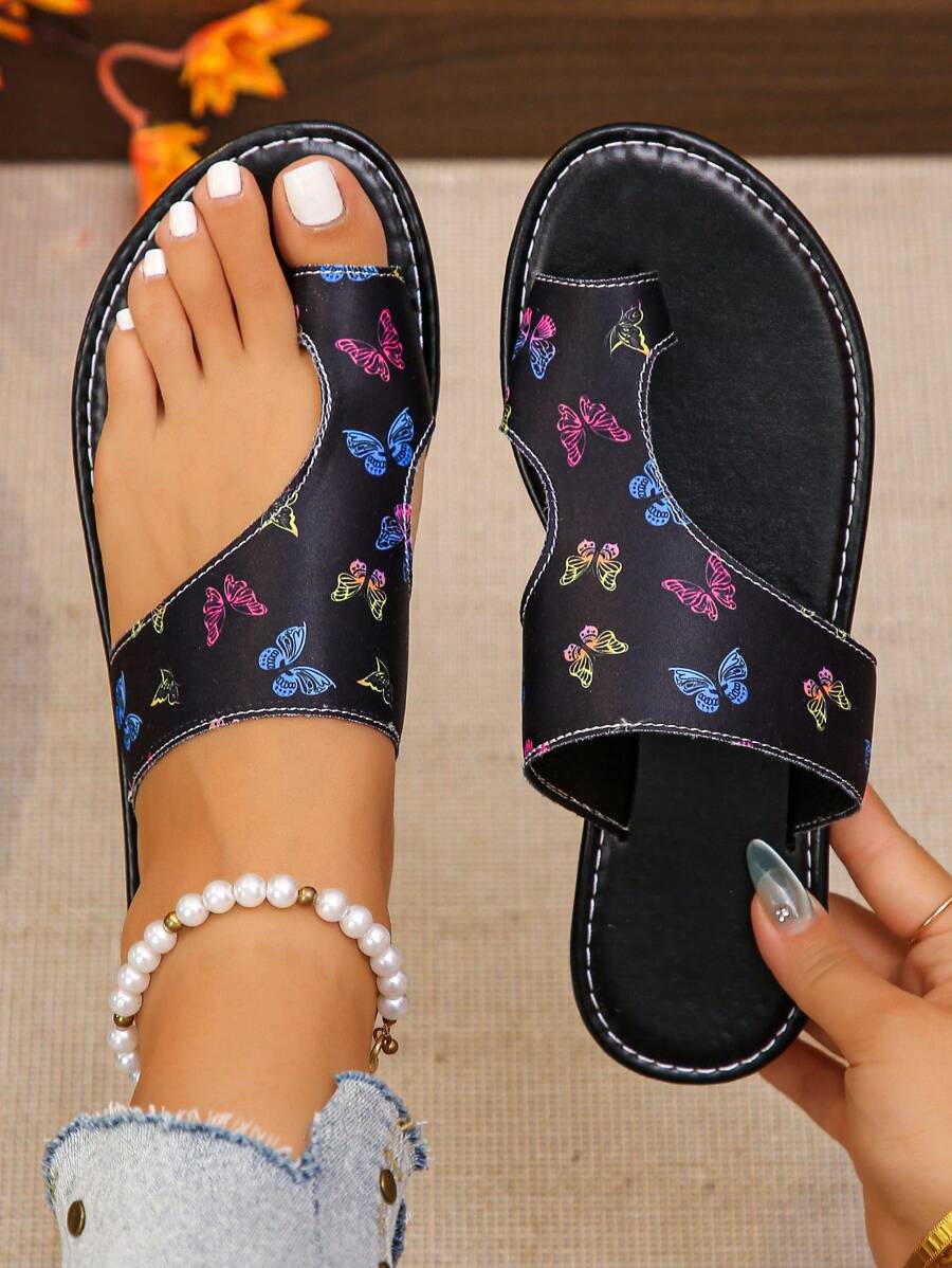 Women's Flat Slide Sandals, Camouflage Print, Casual Style, Comfort Summer Shoes With Open Toe Design