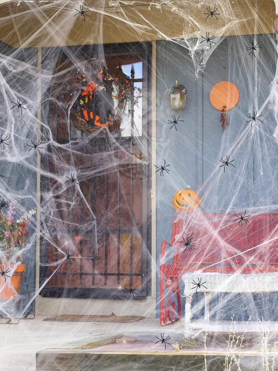 1 Stück/3 Stücke/5 Stücke - Gruseliges dehnbares Spinnennetz Deko - Perfekt gruseliges Netz für Spukhaus, Bar, Zimmer und Heim Dekorationen - Ideales Feriengeschenk für Halloween, Día de los Muertos und Osterfeiern Halloween Deko Herbst Deko Zimmer Deko