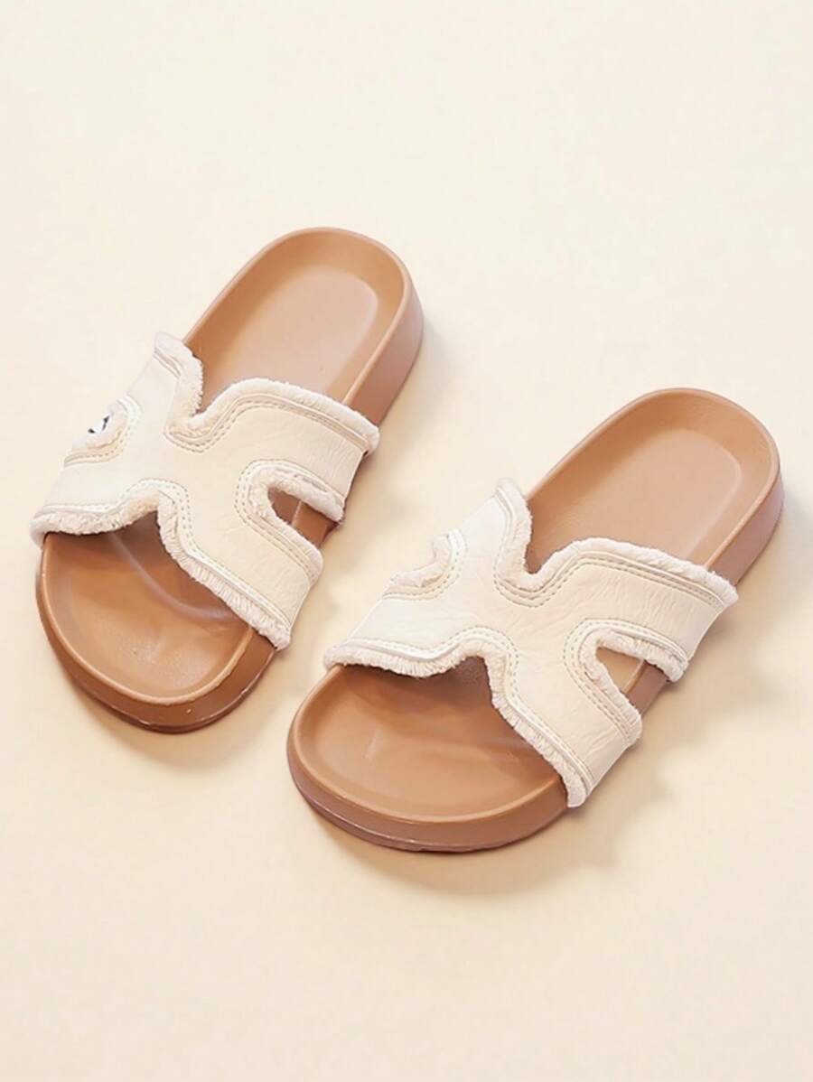 British Style Fashion Kids Sandals, Summer New Girls Thick-Soled Shoes, Medium & Large Children Casual Beach Slippers, Versatile Solid Color, Girls One-Piece Thong Sandals, Campus & Outdoor, Student Roman Sandals