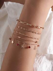Zircônia Estrela Quatro Peças Ouro Vermelho Diamante