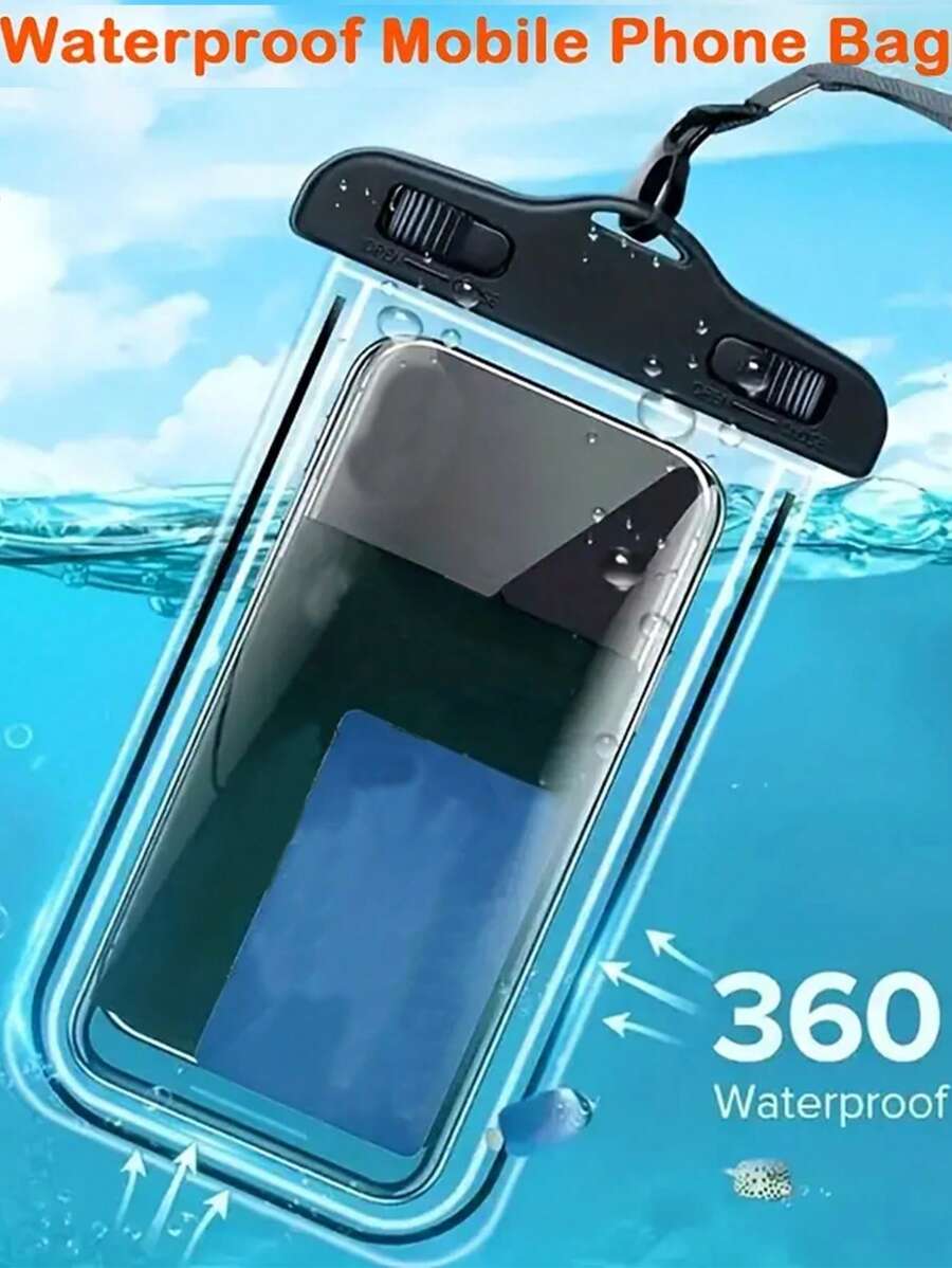 Étui de téléphone portable transparent et lumineux, étanche, avec écran tactile lumineux, pour la natation, le rafting, les sources chaudes et la plongée