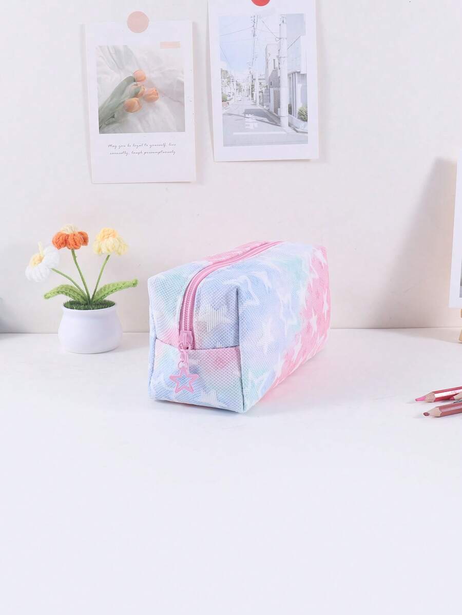 1 Astuccio per matite con motivo a stella in rete a strato singolo, design creativo - pendente con cerniera a forma di stella, borsa per cancelleria per conservazione e organizzazione di cancelleria da desktop in classe, grande capacità e portatile, accessori scolastici essenziali, regalo raffinato per amici, ritorno a scuola, astuccio per matite, custodia per matite, borsa scolastica