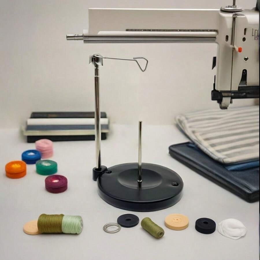 Adjustable Tapered Thread Spool - White Metal Sewing Machine Accessory, Suitable For Quilting, Embroidery And Handicrafts - Durable Thread Organizer, Essential For Sewing And Knitting, Sturdy Base Design, Metal Feel