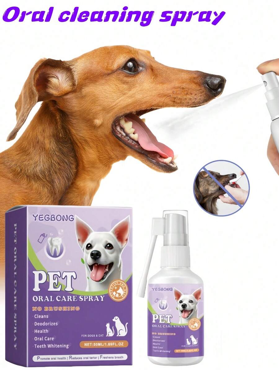 1pc Oral Cleaning Spray, Cleaning Tartar, Tooth Stains, Oral Odor, Fresh Breath, Universal For Cats And Dogs