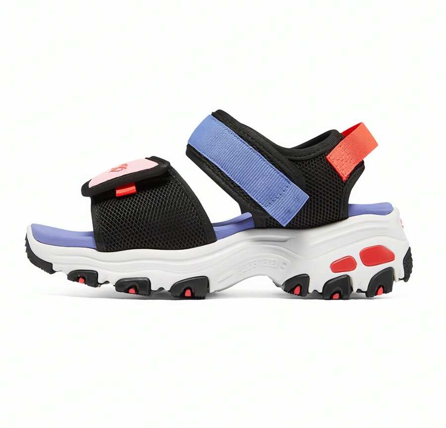 Skechers Sandalias deportivas de verano para niñas con suela blanda y cierre de gancho y bucle