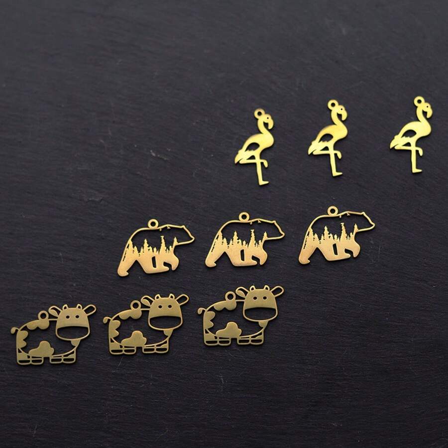 3 piezas de dijes/colgantes con diseños de lindos animales de osos de dibujos animados para hacer collares, pulseras y otros accesorios de joyería DIY