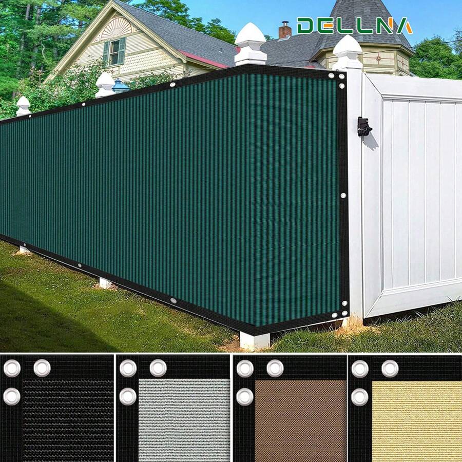 DELLNA Privacy Fence Screen - 5FT/1.5M Heavy Duty Windscreen Mesh With Reinforced Edges - UV Resistant & Weatherproof Shade Cover For Outdoor Patio, Deck, Backyard & Porch - 1 Panel HDPE