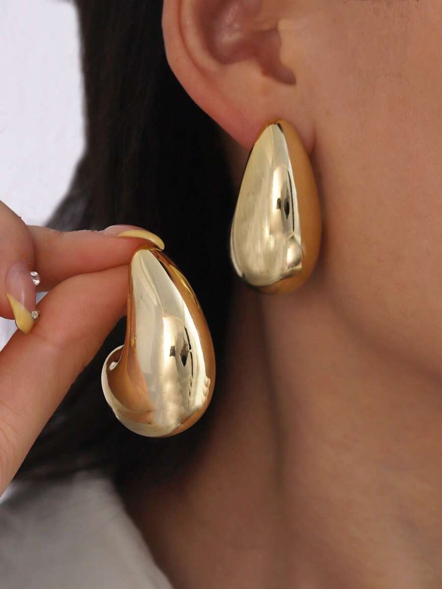 2-6 piezas Pendientes de aro grandes en forma de lágrima, joyería exagerada de hip hop, accesorios de pendientes diarios para mujer