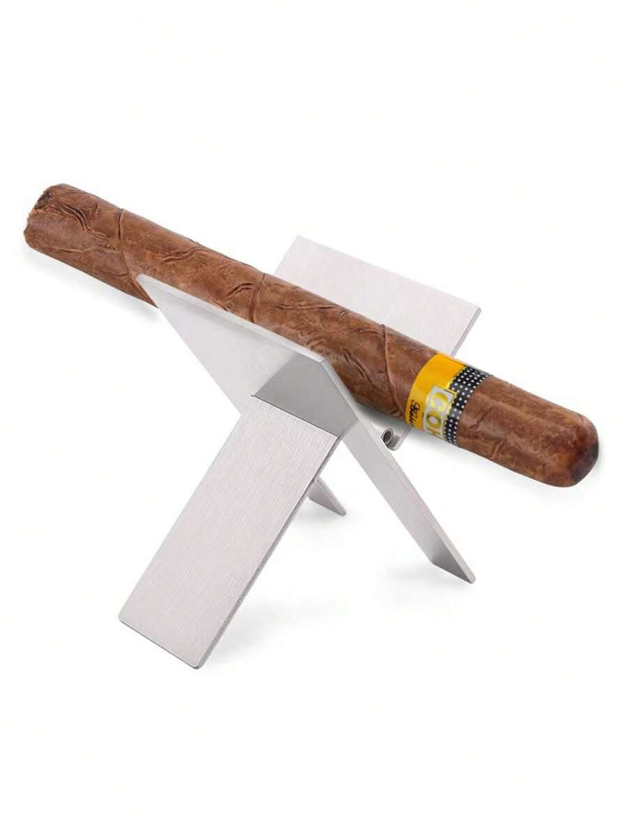 1 pieza Soporte de cigarro portátil de acero inoxidable, Soporte de cigarro plegable y ajustable, Antideslizante y estable, Accesorio de herramienta de cigarro de metal creativa