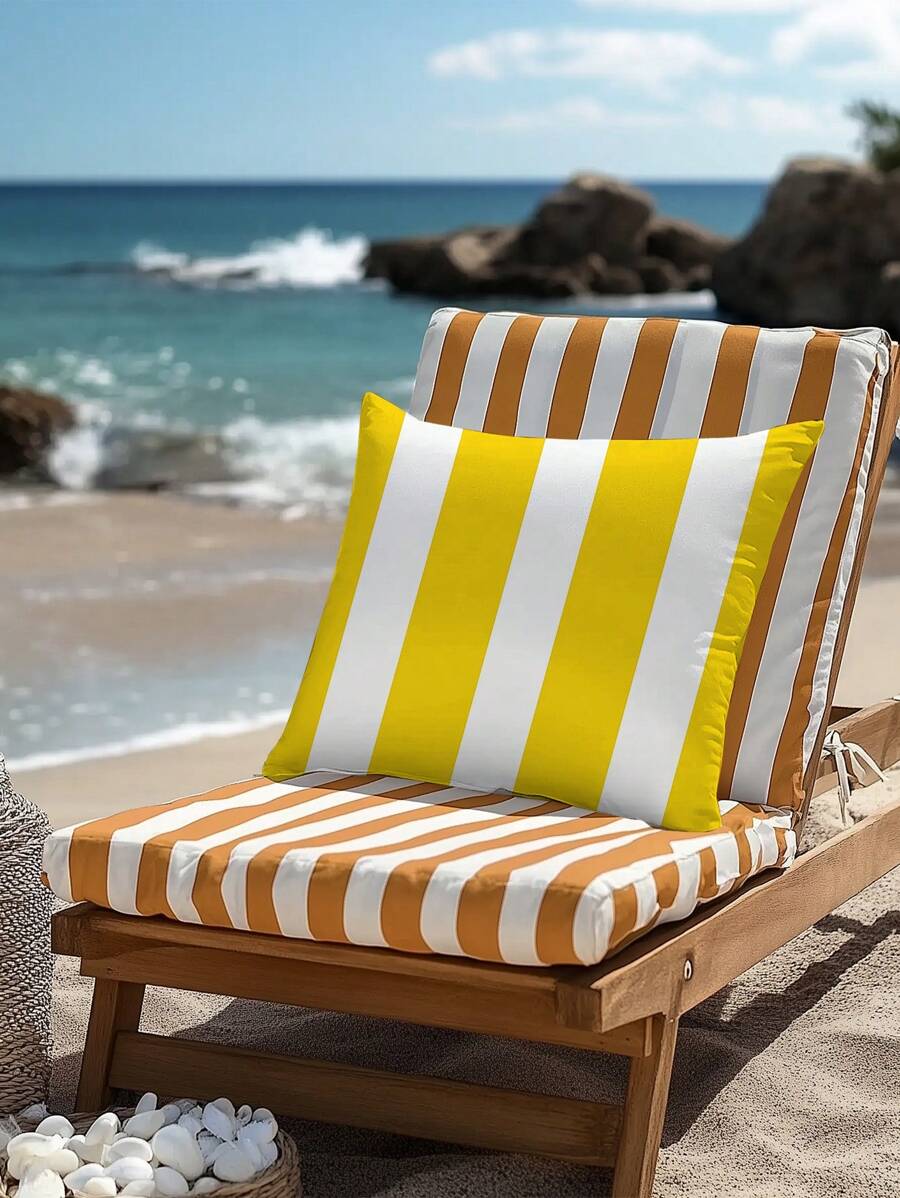 1 Stück gestreifter Farbblockkissenbezug, Orange erhältlich, wasserdichter Kissenbezug, geeignet für Zuhause Sofa Schlafzimmer, Strand Outdoor Nutzung, ohne Kissenfüllung, verdeckter Reißverschluss Kissenbezüge Raumdekoration Heimdekoration Schlafzimmerdekoration Kissenbezug