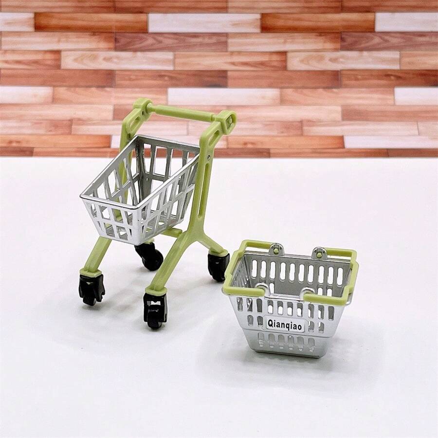 1 pieza Cesta de la compra en miniatura simulada para casa de muñecas, modelo de escena micro DIY de cocina