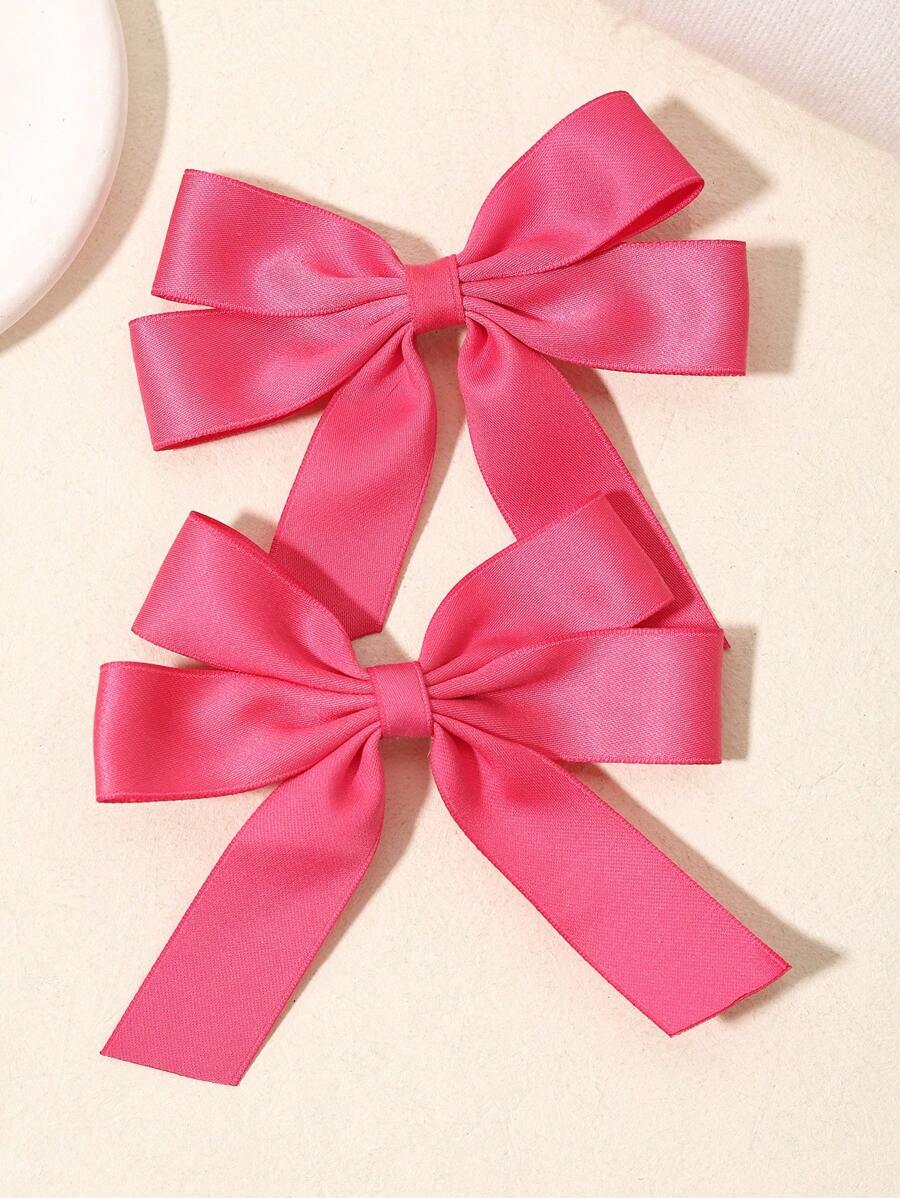 Conjunto de 2 piezas de Pinzas para el cabello con lazos de cinta fucsia, estilo boho palaciego, casual, elegante y lindo para fiestas y apto para todas las estaciones