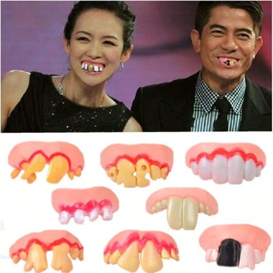 Dientes de vampiro zombi de novedad de Halloween, juguetes de broma para fiestas, dientes falsos