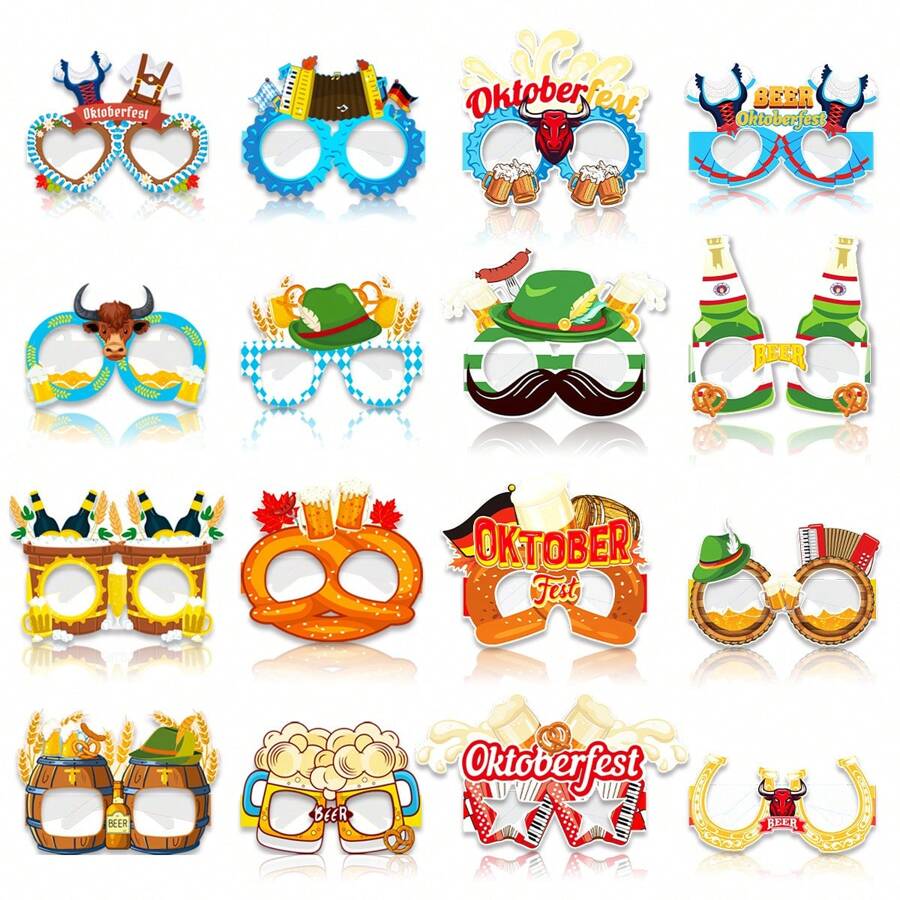 8pcs Hawaiian Luau Party Glasses Hawaiian Fun Glasses Paper Glasses Frames Oktoberfest Party Cocktail Party Makeup Glasses Decoration, Tropical Masquerade Costume Props, Munich Oktoberfest Photo Props, Paper Glasses Photo Booth Decoration Suitable For Summer Parties, Beach Theme Occasions, Party Gifts