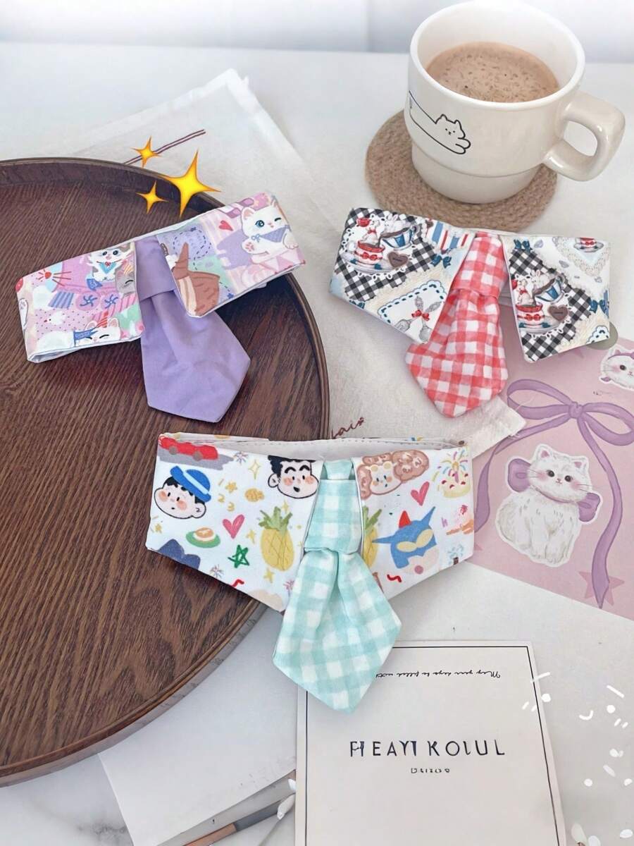 1 pièce Nœud papillon décoratif réglable coloré de bande dessinée pour animal de compagnie chien chat