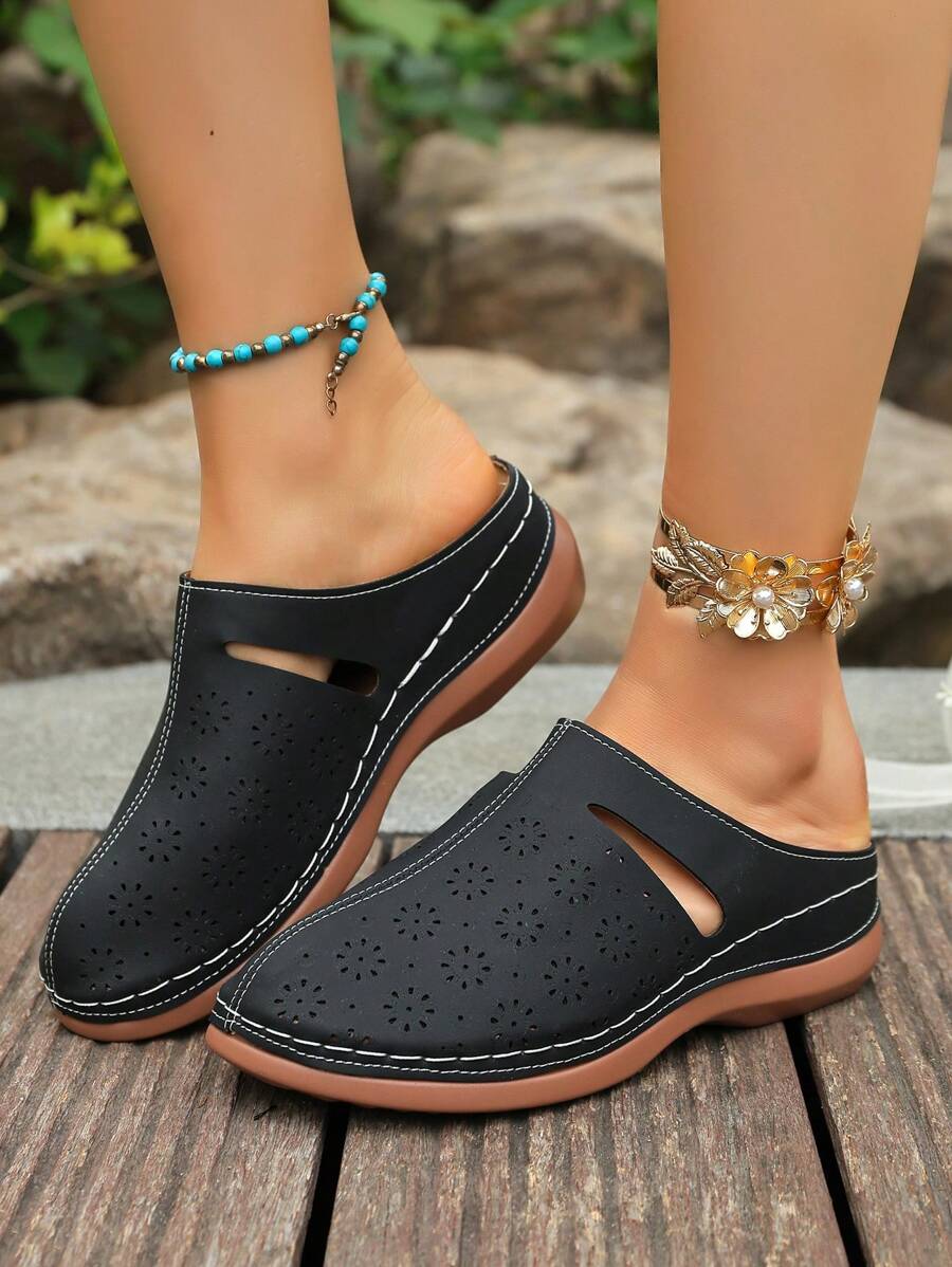 Women's Platform Chunky Heel Sandals, Closed Toe Summer Ladies Slides, Casual Elegant Wedge Slippers, Suitable For Vacation, Beach, Date, Shopping, Party, Pool Party