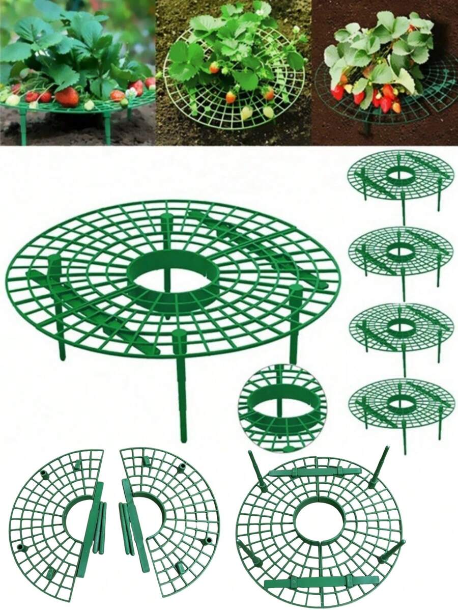 1/3/8 Sets Green Strawberry Planting Rack, Versatile Plant Support For Berries And Small Plants, Ideal For Home Gardening, Plant Support Rack, Modern Plant Stand, Durable Plastic Rack, Strawberry Planters