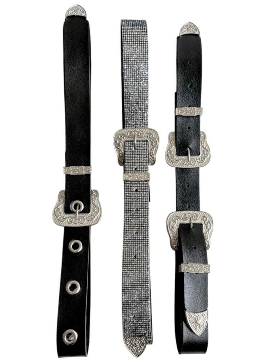 CINTO FEMININO KIT BLACK SHINE COM 3