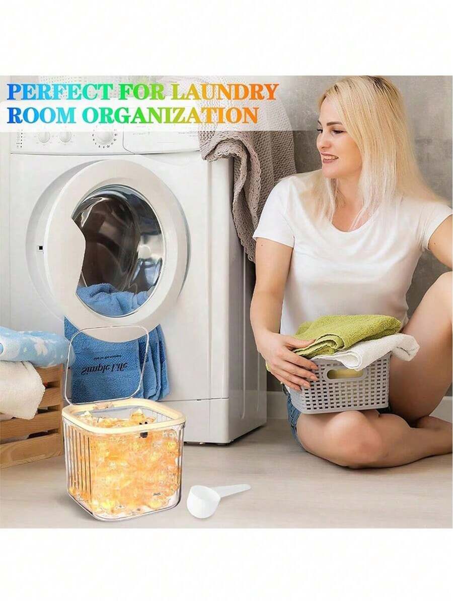 1pc Laundry Pod Storage Container, Detergent Powder/Capsule Dispenser Box With Sealed Lid And Push-Out Design, Suitable For Laundry Pods, Dishwasher Tabs, Detergent Dispenser