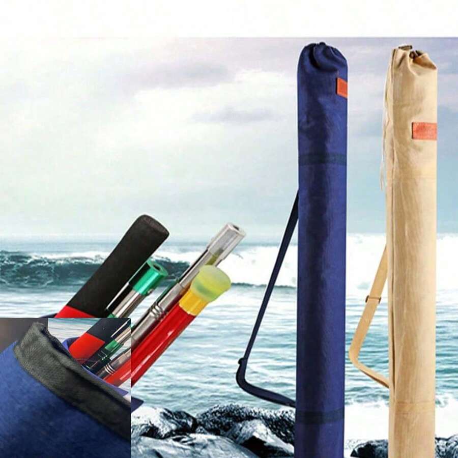 Outdoor Portable Canvas Fishing Rod Bag, Thick Fishing Umbrella Bag, Collapsible Shade Umbrella Bag For Fishing Rod