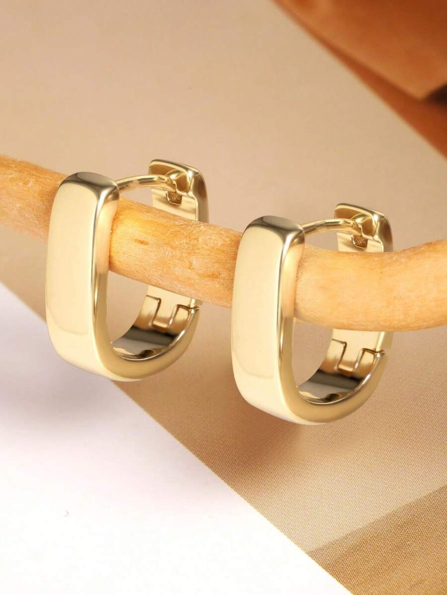 2 peças brincos pequenos e grossos em formato de U dourados para mulheres, brincos de argola pequenos e hipoalergênicos, brincos de argola pequenos e grossos para joias e presentes