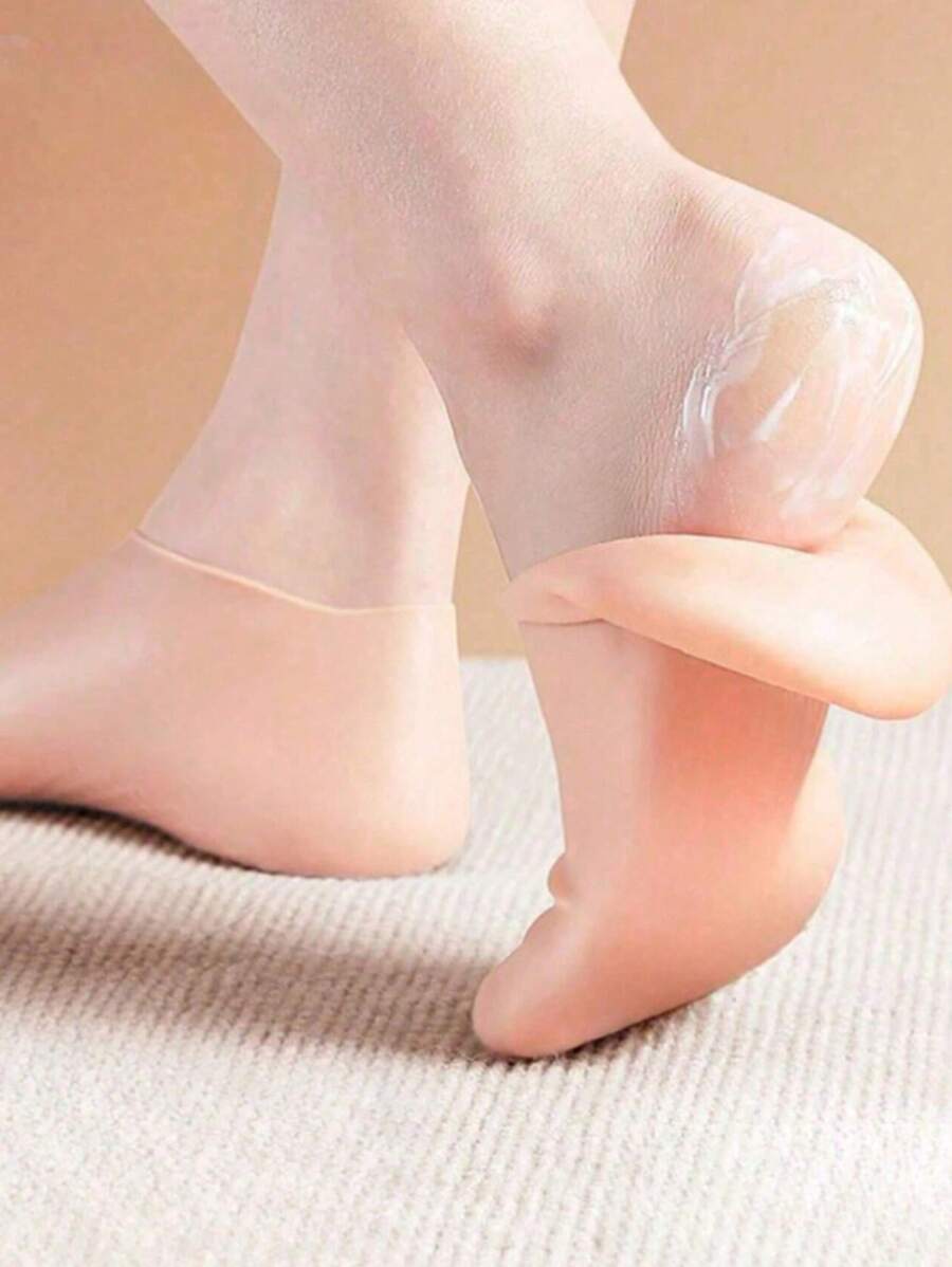 2 stuks exfoliërende, hydraterende anti-hielkloven, tere huid voetverzorgingssokken, elastische korte sokken met siliconen gel voor op het strand, voetmasker