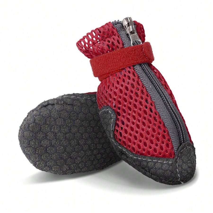 Scarpe estive in in rete per cani, confortevoli, traspiranti, con suola morbida antiscivolo e chiusura lampo, adatte a cuccioli e cani di piccola taglia
