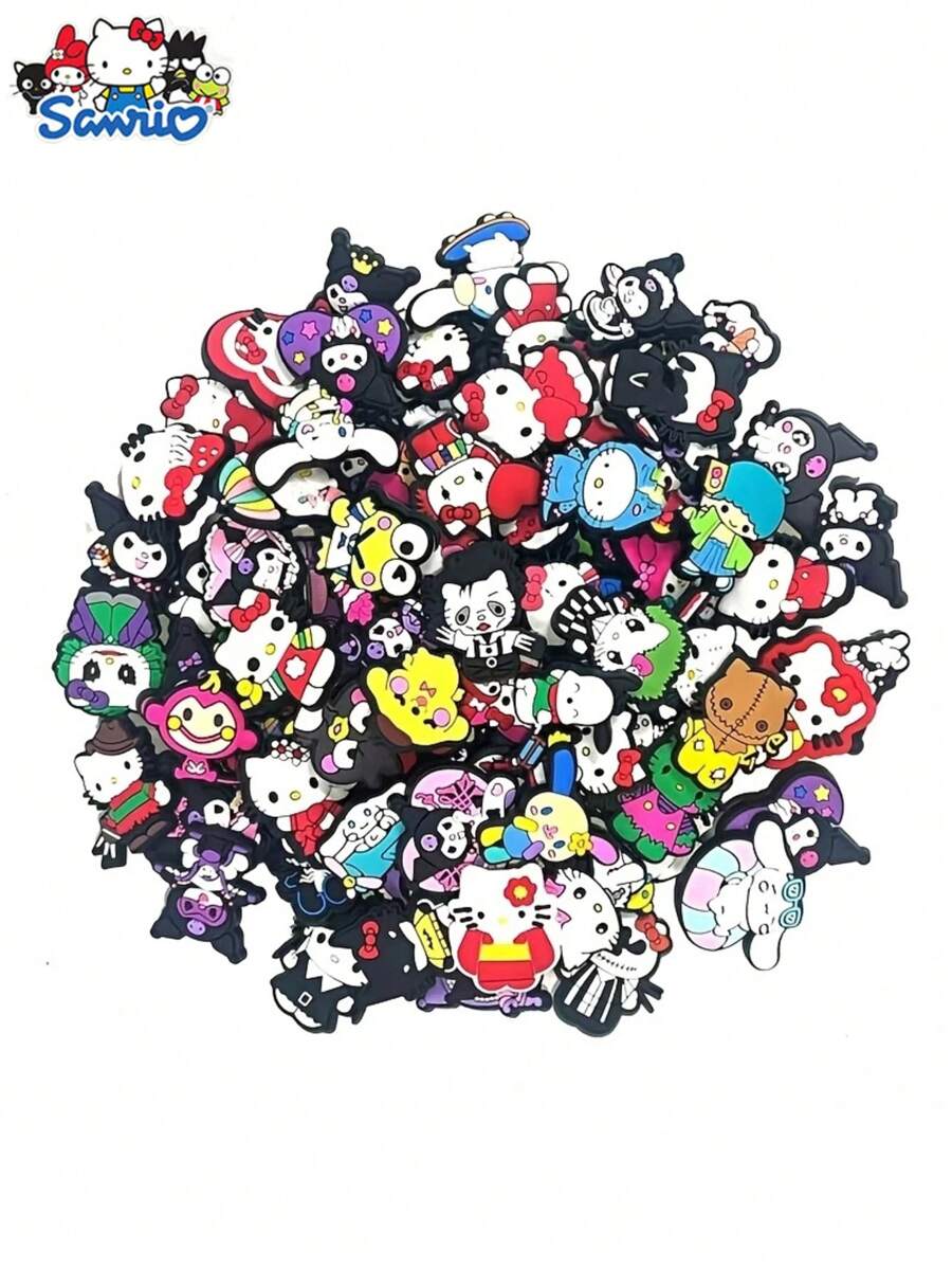 Sanrio Sanrio Hello Kitty Classic Plastic Shoe Charms Set, DIY Shoe Pendant, Fashionable Cartoon Design, Decorative For Hair Accessory, Phone, Bag, Shoes, Backpack, Random 10/20/30/50/100pcs, Suitable For Shoes, Sandals, Bracelets, Wristbands, Party Gifts, Graduation Gifts, Birthday Gifts, Girls Will Love It!