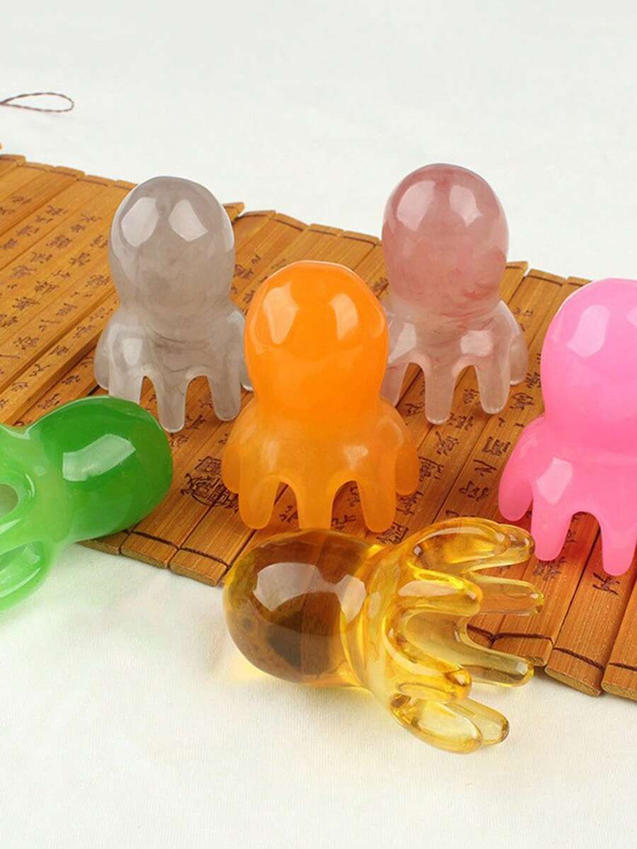 1pc Octopus Head Acupressure Massage Hair Brush With Wide Teeth For Scalp, Neck And Back Deep Tissue Massage