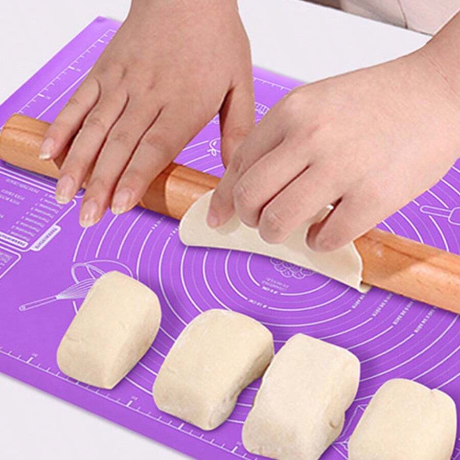 1 pièce Tapis de cuisson en silicone multicolore extra-large - Rouleau à pâtisserie antiadhésif avec marquages de mesure pour croûtes de tarte, pizza et biscuits, tapis de four et de plan de travail de cuisine
