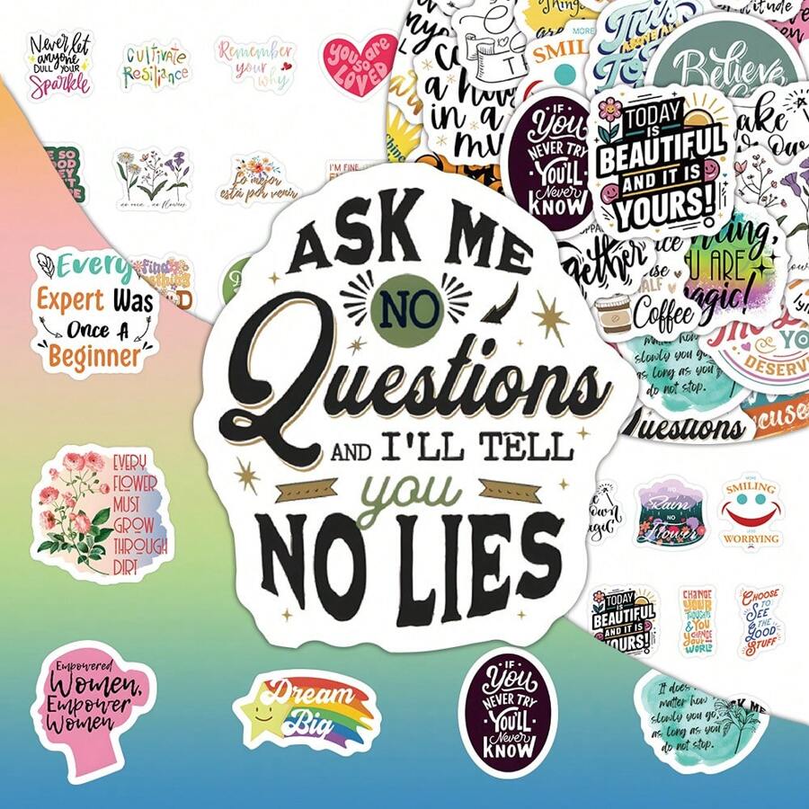 60 Sheets Per Pack. Positive Energy Inspirational Phrase Copywriting Graffiti Stickers Can Be Decorated On Scrapbooks, Phone Cases, Diaries, Laptops, Bumpers, Skateboards, Water Bottles, Etc. DIY Personalized Stickers Are The Perfect Gift., School Supplies,Back To School