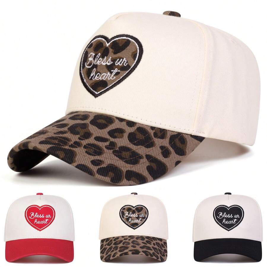 1 Stück Damen "Bless Ur Herz" bestickte Herz Trucker Mütze, lässige Baseballkappe, modische Streetwear, geeignet für Frühling, Herbst, Reisen, Strand