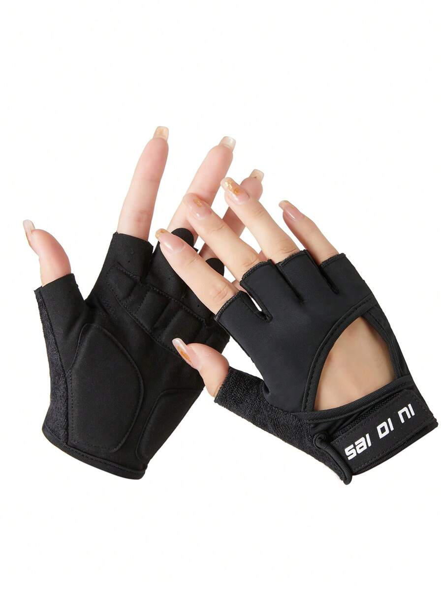 1 par Guantes deportivos de media-mano, apropiados para ciclismo, conducir motocicleta y esquiar, guantes negros