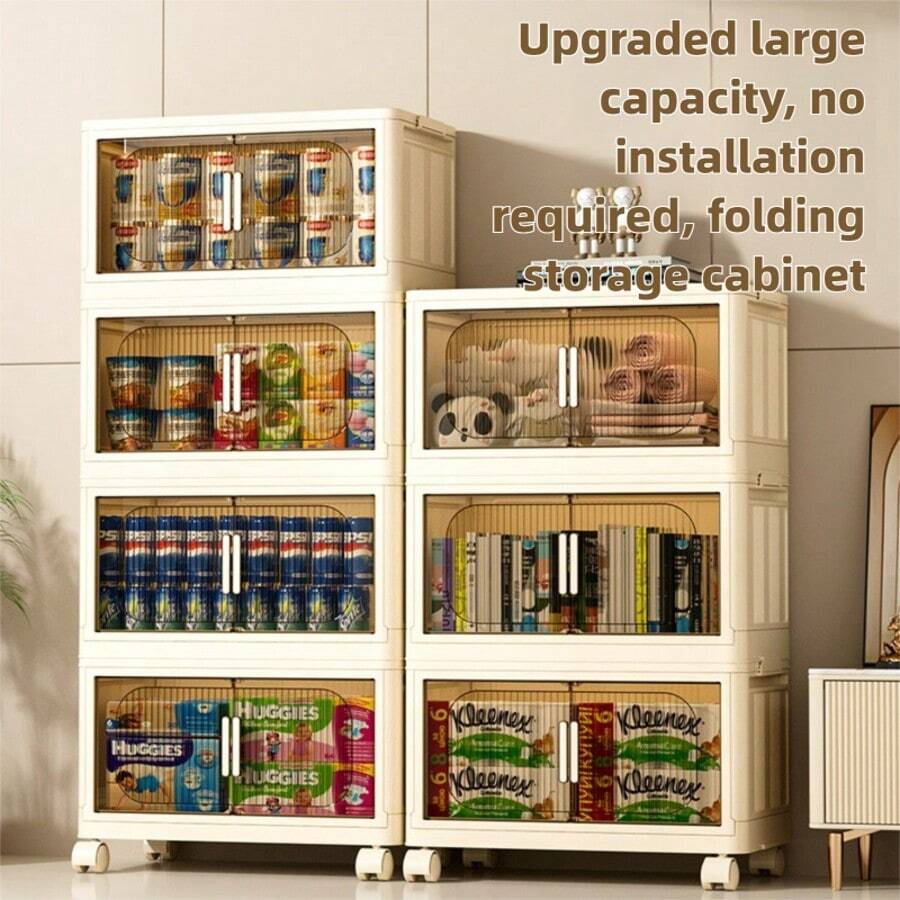 40cm Wide Pp Multi-Layer Detachable Folding Storage Cabinets, Bedroom Clothes Storage Cabinets, Children's Snacks Storage Cabinets, Kitchen Tableware Storage Cabinets Dust-Proof And Clean Storage.