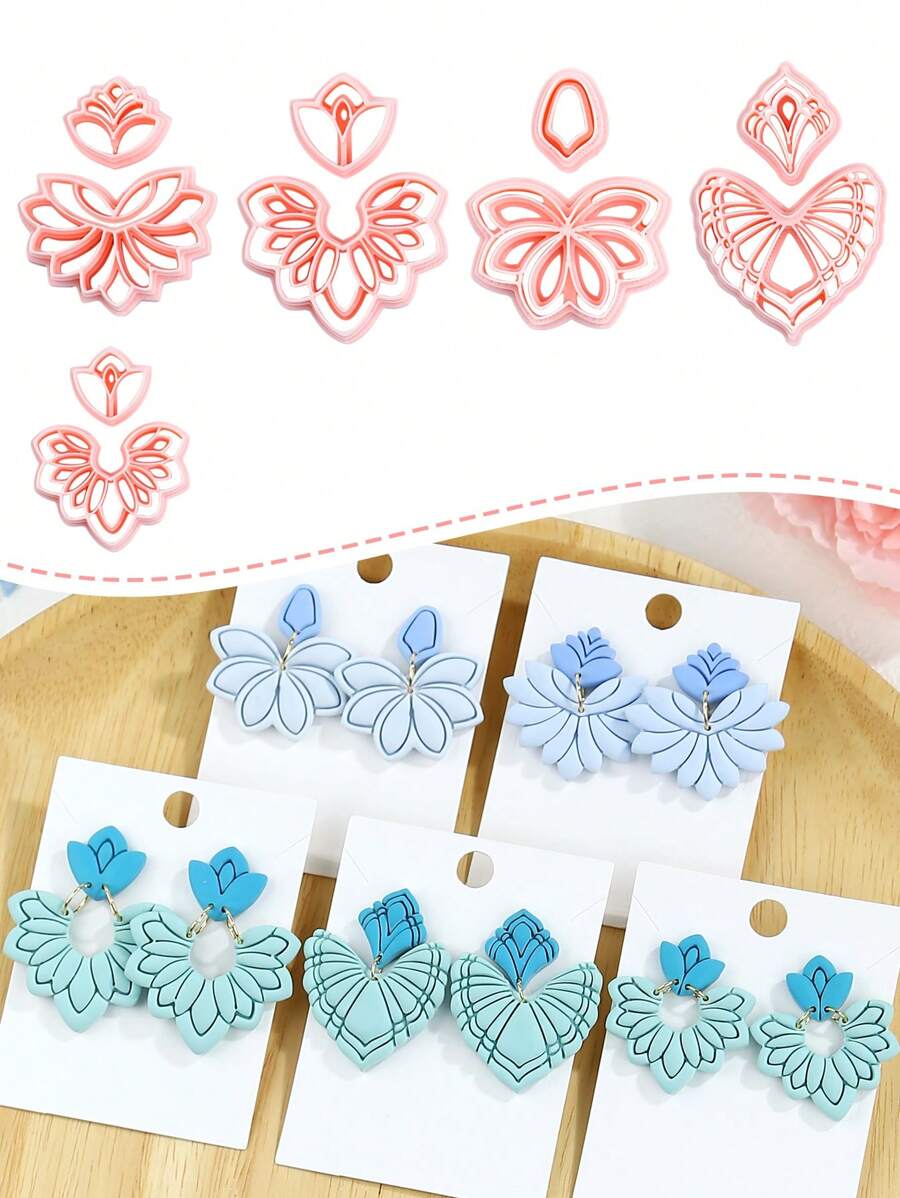 2 Stücke Frühlingsblumen-Ausstecher aus Polymer Clay, Boho Florale Ausstecher aus Polymer Clay für die Schmuckherstellung aus Polymer Clay, 3D-gedruckte Tonausstecher, Schmuckherstellungs-Werkzeug-Kits, Cut Out