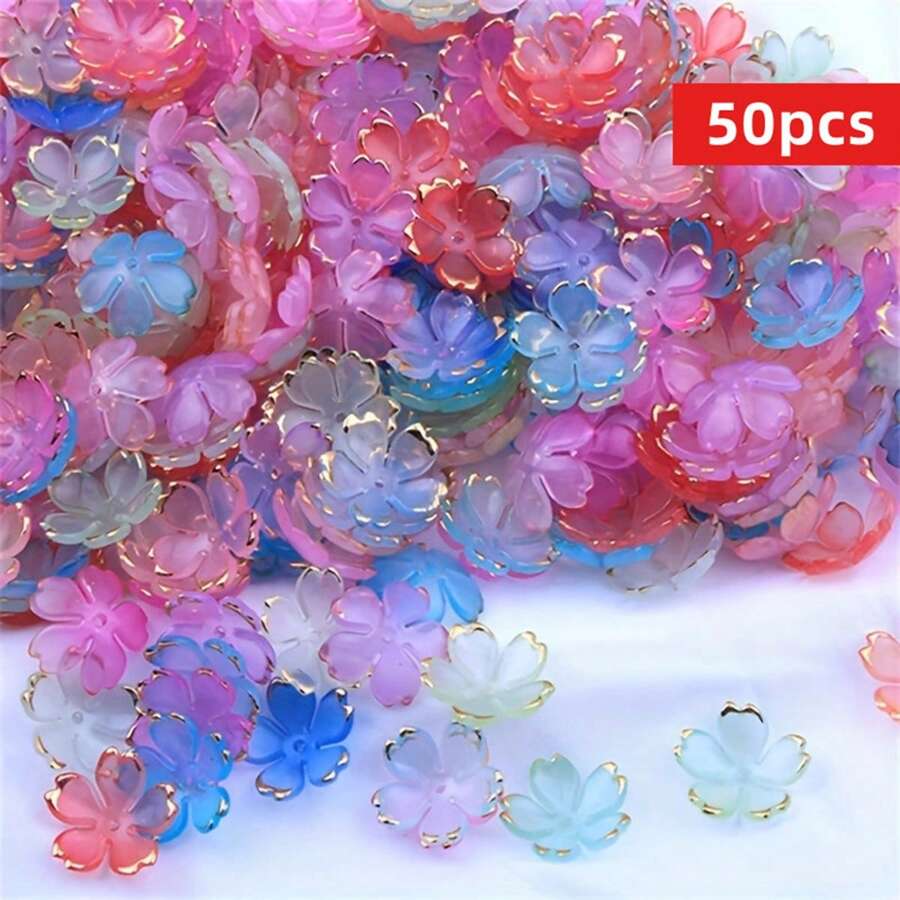 50 piezas de flores de cuentas acrílicas de 19mm que se pueden usar para hacer diversos accesorios de moda DIY